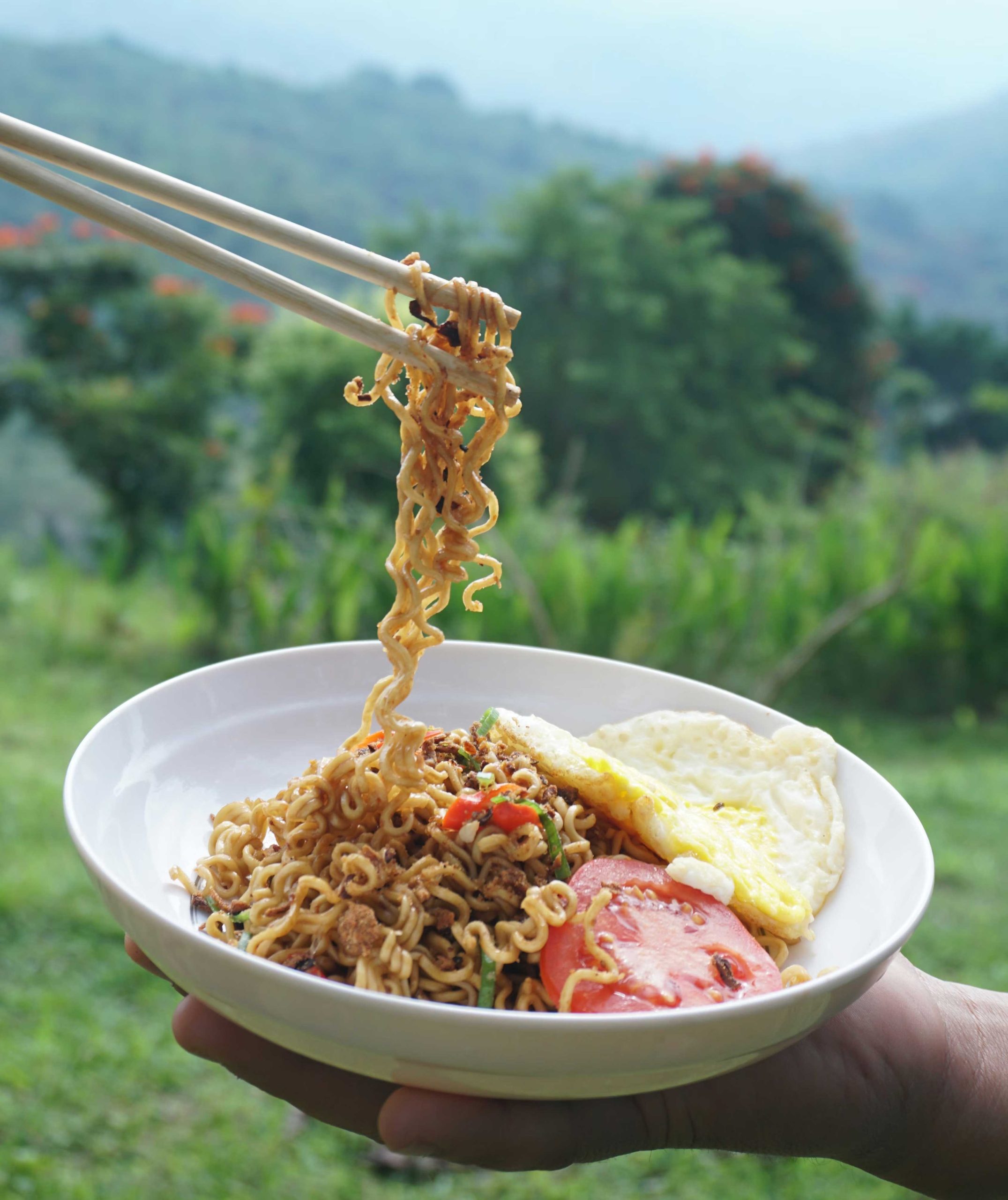 Stir fry with noodles camping outdoors recipe